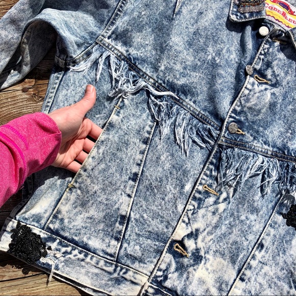 Code Bleu Women’s Denim Jacket Size M Vintage 1980’s with Fringe Made in Japan - Picture 16 of 16
